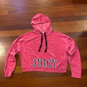 Juicy Couture - Pink Velour Sweater with Hood Cropped